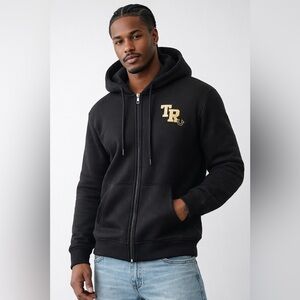 True Religion Men’s Black Foil Zip Hoodie Jacket